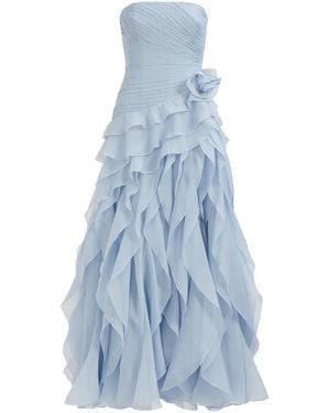 Aje. Canyon Ruffled Gown - Blue