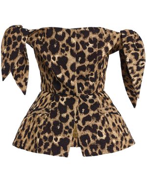 Harithand Exclusive Leopard Jacquard Top - White