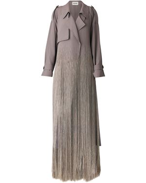Monse Silk-Fringe Trench Coat - Gray