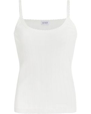 Leset Pointelle-knit Cotton Tank Top - White