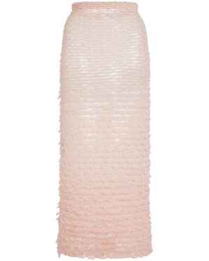 Givenchy Frills Knit Midi Skirt - Natural