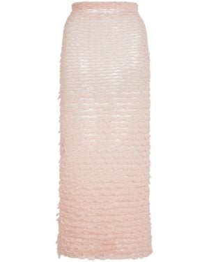 Givenchy Frills Knit Midi Skirt - Natural