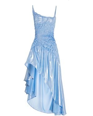 Georgia Hardinge Exclusive Celestial Shirred-satin Midi Dress - Blue