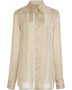 Stella McCartney Semi-Sheer Striped Silk Shirt - Natural