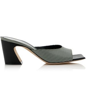 IZIE Exclusive Riviera Chester Gingham Silk-Taffeta Mules - Black