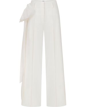 Ila Poppy Bow-Detailed Suiting Wide-Leg Pants - White