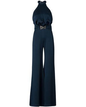 Silvia Tcherassi Kaeda Satin Halter Jumpsuit - Blue