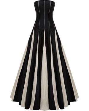 Marmar Halim Contrast-Paneled Taffeta Gown - Black