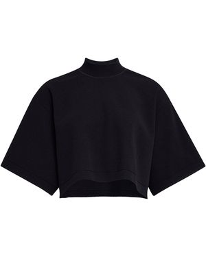 Alaïa Oversized Cotton-Wool Crop Top - Blue