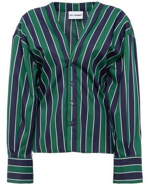 DES_PHEMMES Striped Twill Shirt - Green