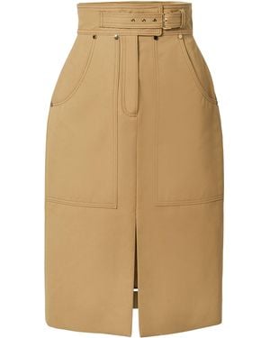 Carolina Herrera Cotton Midi Pencil Skirt - Natural