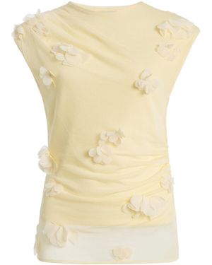 Jonathan Simkhai Tessa Floral Applique Mesh Top - Natural