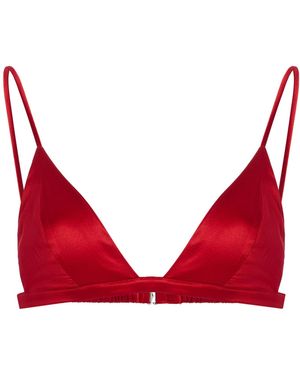 Fleur du Mal Luxe Stretch-Silk Triangle Bra - Red