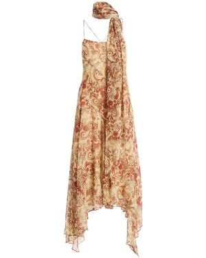 De La Vali Komi Crepe De Chine Midi Dress - Natural