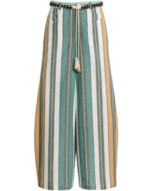 ILIO NEMA Odin Striped Cotton-Blend Wide-Leg Pants - Green