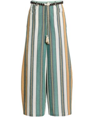 ILIO NEMA Odin Striped Cotton-Blend Wide-Leg Trousers - Green