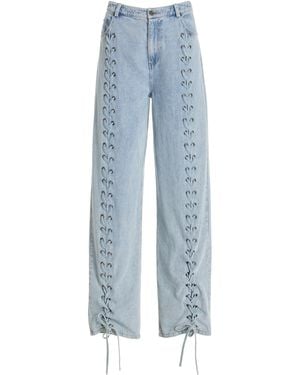 ROTATE BIRGER CHRISTENSEN Lace-up Denim Trousers - Blue