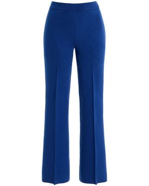 High Sport Kick Stretch-cotton Knit Cropped Pants - Blue