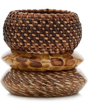 Ben-Amun Exclusive Set-Of-Three Resin And Bamboo Bangles - Brown