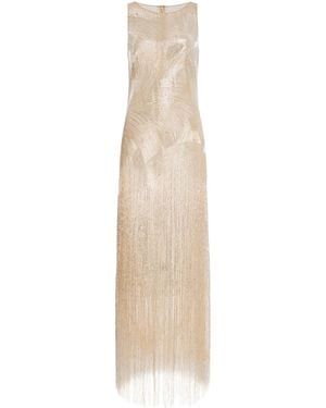 Oscar de la Renta Metallic-Fringed Gown - Natural