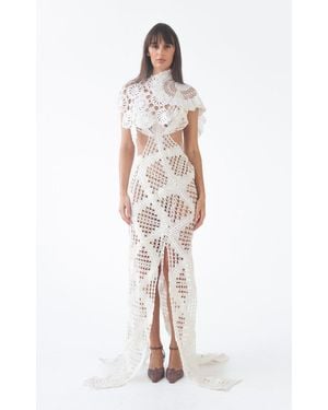 KETTEL ATELIER Ludovica Cutout Crochet Maxi Dress - White