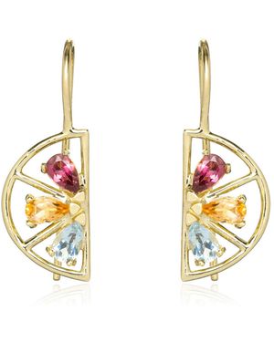 Aliita Media Naranja 9K Trio Gota Tourmaline Citrine And Aquamarine Earrings - Metallic