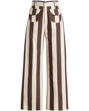 La Veste Exclusive Parasol Cotton Straight-Leg Trousers - Brown