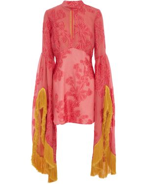 ALÉMAIS Leonard Fringe Jacquard Mini Dress - Red