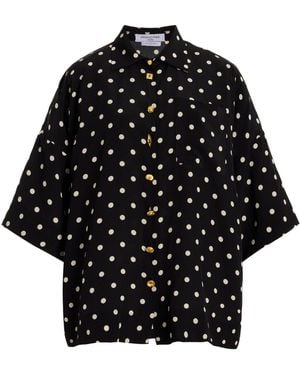 Franchise Exclusive Zaoua Polka-dot Deadstock-silk Shirt - Black