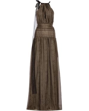 Zeynep Arcay Helen Snake-Print Silk Maxi Dress - Natural