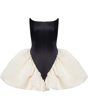 BALYKINA Cady-Satin Bubble Mini Dress - Black