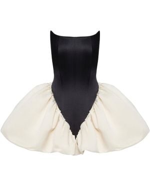 BALYKINA Cady-Satin Bubble Mini Dress - Black