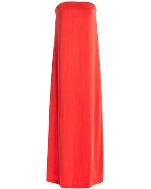 Third Form Voyage Strapless Satin Maxi Dress - Red