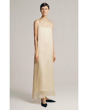 SEV Sheer Satin-organza Maxi Dress - Natural