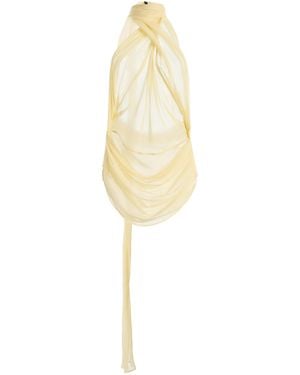 LAQUAN SMITH Wrap Silk-Blend Halter Top - White