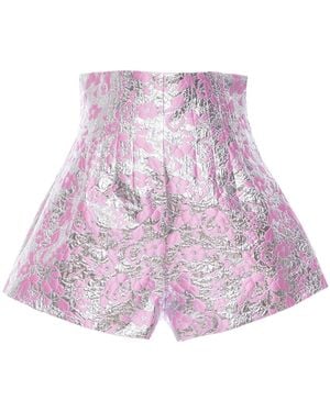 DES_PHEMMES Floral Jacquard Tailored Shorts - Pink