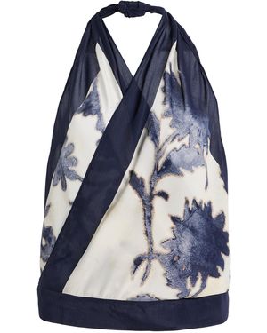 SIR. Phillipa Halter Chiffon Scarf Top - Blue