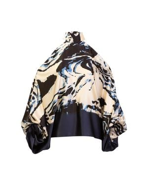 Silvia Tcherassi Safira Asymmetric Silk Top - Black