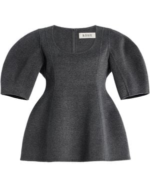 Rohe Sculptural Doubled-Faced Wool-Cashmere Top - Black
