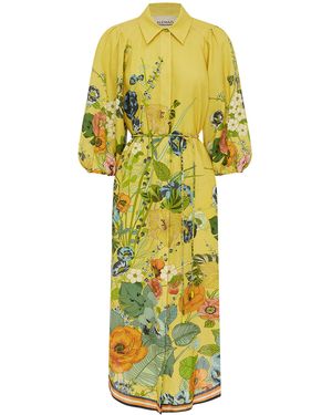 ALÉMAIS Cresida Floral-Print Linen Dress - Yellow