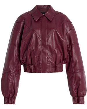 ROTATE BIRGER CHRISTENSEN Faux Leather Bomber Jacket - Red