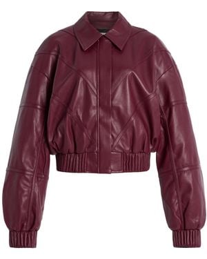 ROTATE BIRGER CHRISTENSEN Faux Leather Bomber Jacket - Red