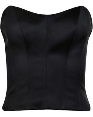 Francesca Miranda Exclusive Onyx Silk Corset Top - Black