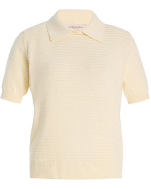 Giuliva Heritage The Siena Cotton Knit Polo Top - Natural