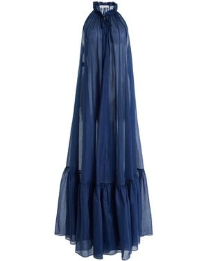 Moré Noir Blanche Cotton-Silk Voile Dress - Blue