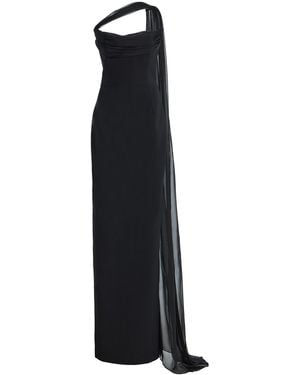 The New Arrivals Ilkyaz Ozel Julietta Silk-Detailed Crepe Maxi Dress - Black