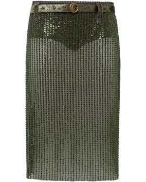 Siedres Estelle Sheer Sequinned Pencil Skirt - Green