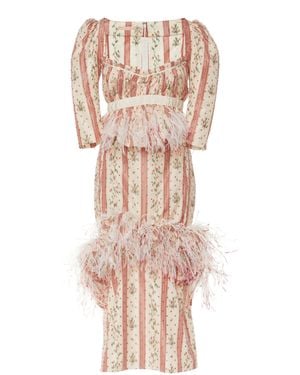 Brock Collection Okiku Feather Detail Taffeta Dress - Multicolor