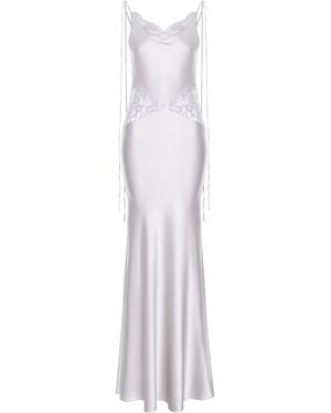 Aureliana Astra Silk Satin Slip Maxi Dress - White