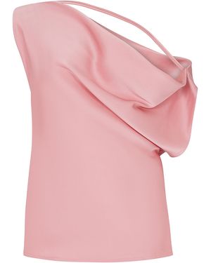 Paris Georgia Basics Christophe Draped Satin Off-the-shoulder Top - Pink